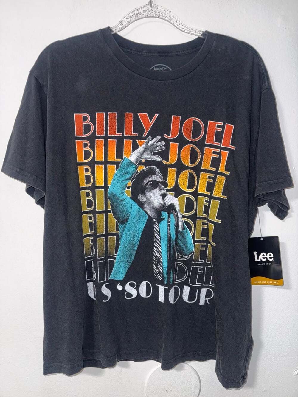 Lee Women's Short Sleeve Billy Joel US 1980 Tour Graphic T-Shirt Black